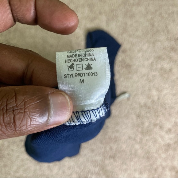 Paper Crane Women’s Semi Sheer Parachute Sleeveless Blouse Blue Top Medium Size - Picture 10 of 11